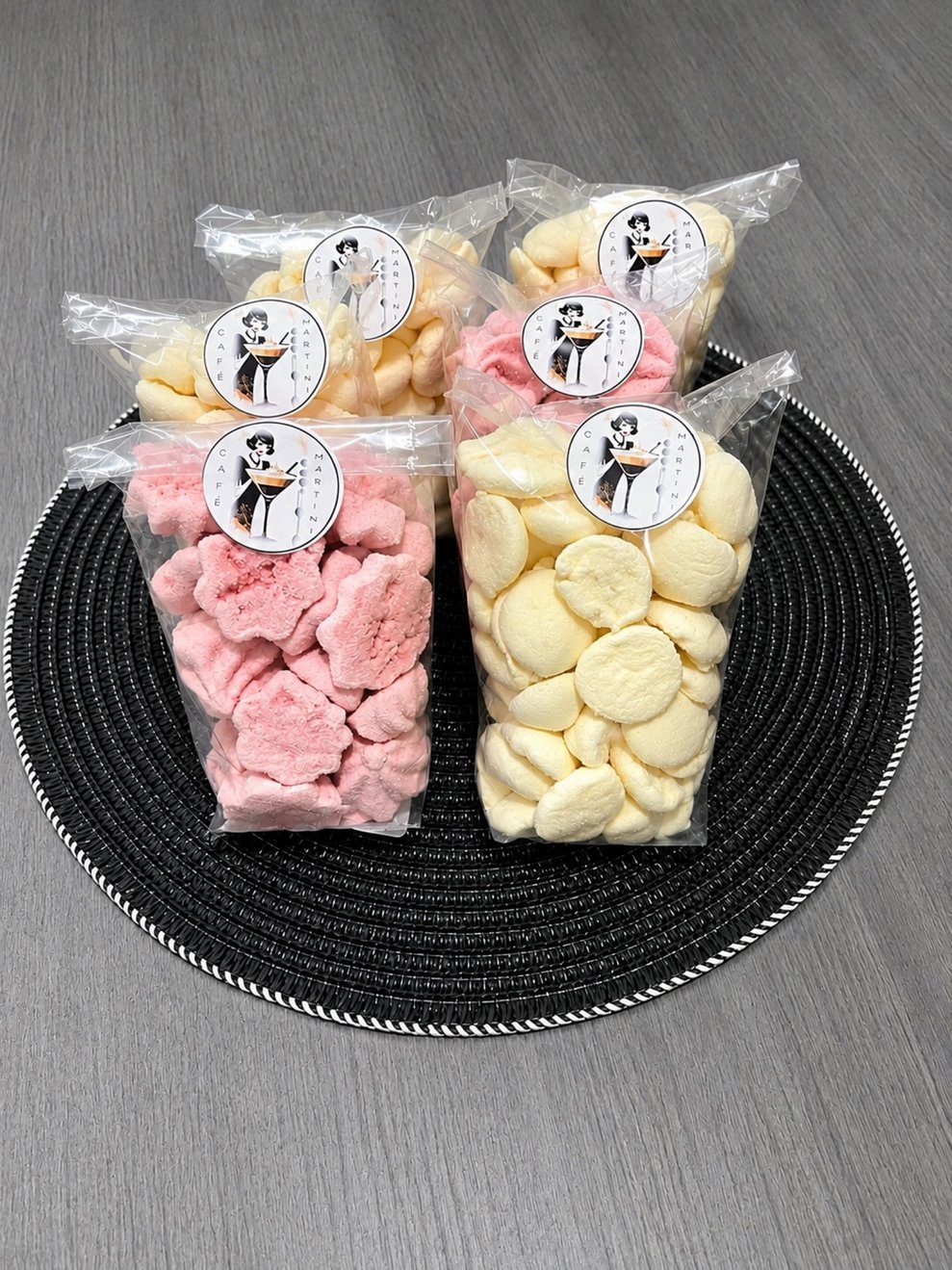 Marshmallow rosa und gelb